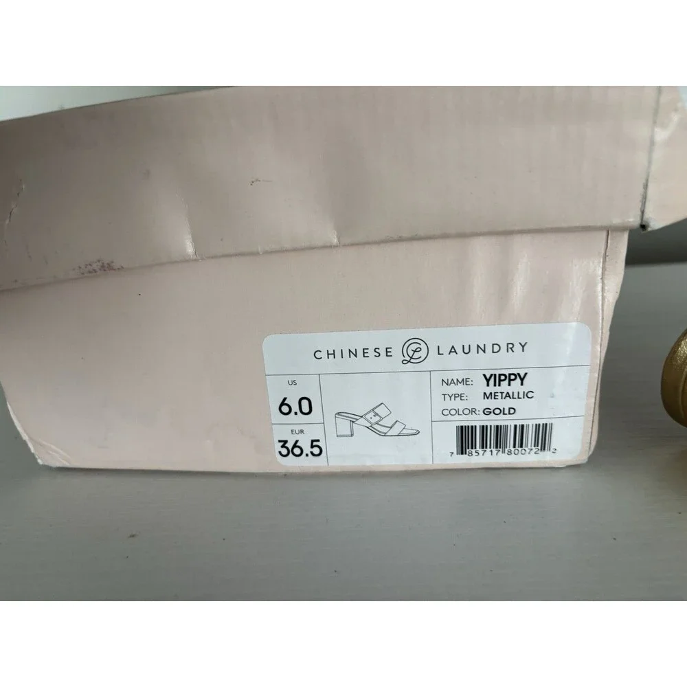 Chinese Laundry Yippy Slide Sandle Gold Block Heel Size 6